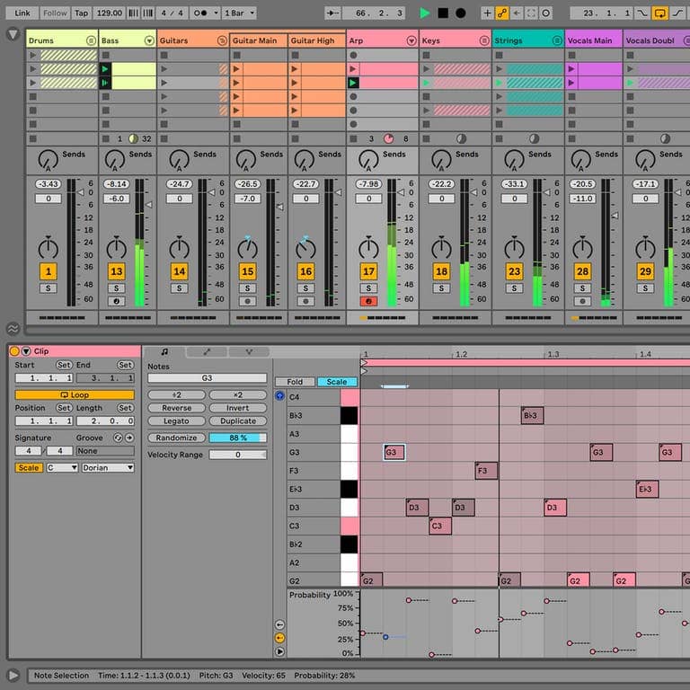 vue de l'écran du logiciel ableton live